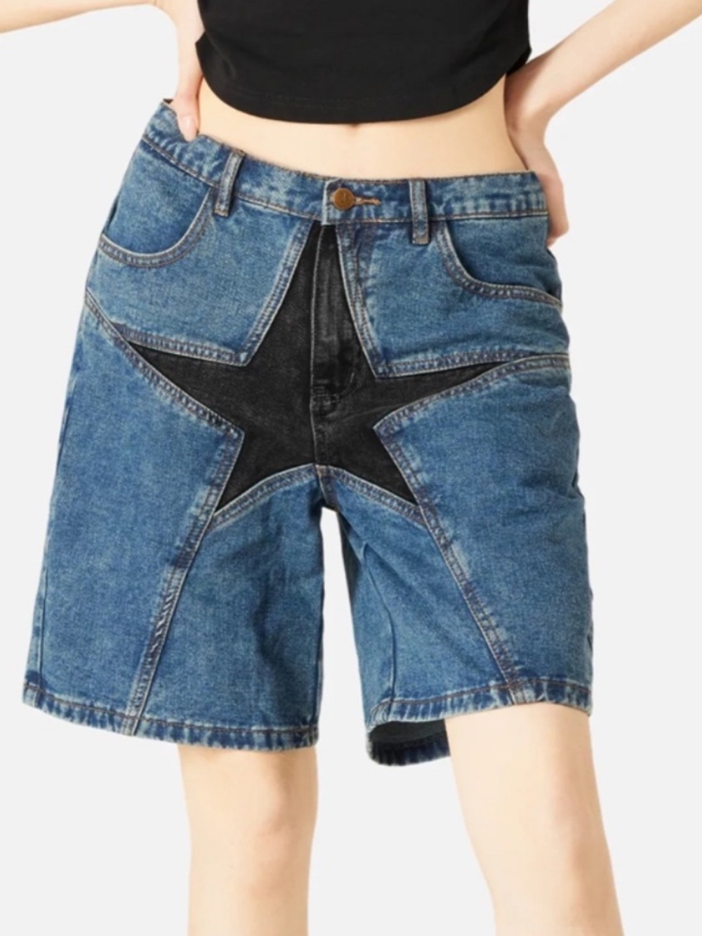 Aelfric Eden Star Patchwork Denim Jeans Shorts